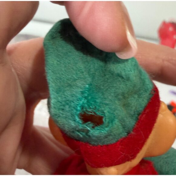 Vtg Green Red Knee Hugger Christmas Elf Pixie RARE EYES CLOSED - Picture 11 of 13